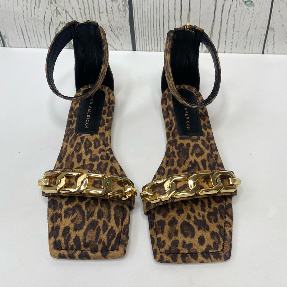 Good American Ankle Strap Leopard Sandals size 7 - Picture 1 of 11